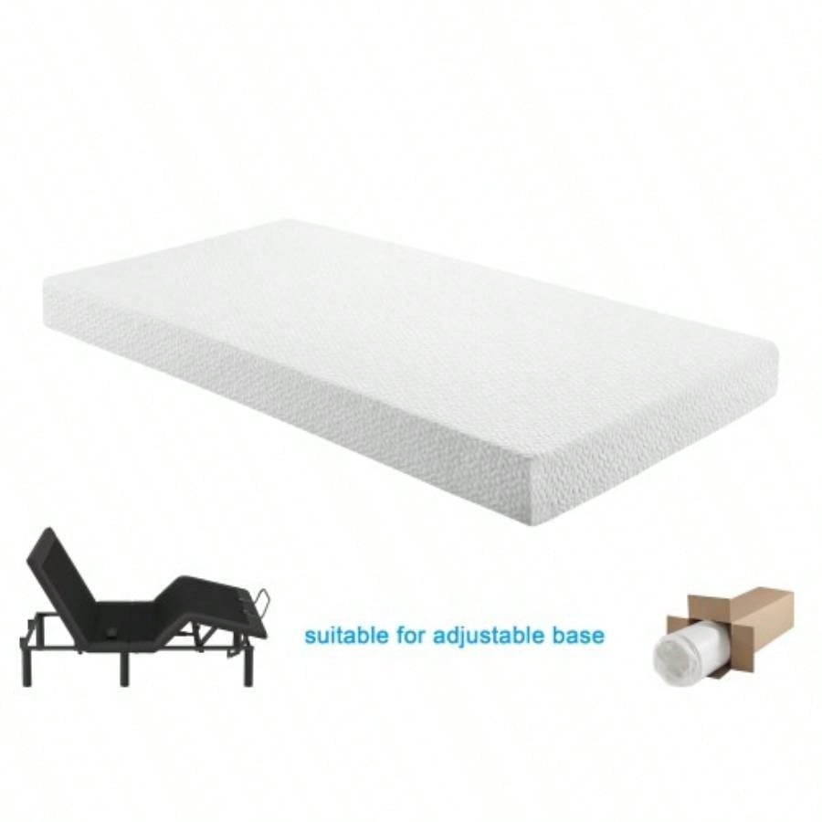 6 - inch Twin Size Bed Mattress Gel - Infused Foam Mattress, Firm, White, Mattress in a Box