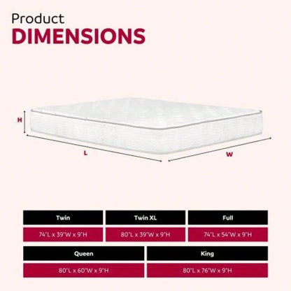 9 in. Full Size Pocket Coil Spring Mattress in a Box, Pressure Relief Low Motion Tranfer Technology, White