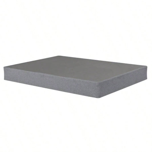 9 in. Twin - XL Size Folding Mattress Box Spring Foundation Bed Base, Polyester, Metal Frame, Gray