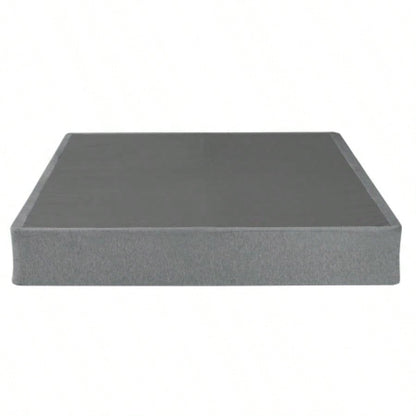 9 in. Twin - XL Size Folding Mattress Box Spring Foundation Bed Base, Polyester, Metal Frame, Gray