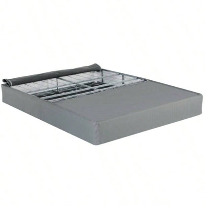 9 in. Twin - XL Size Folding Mattress Box Spring Foundation Bed Base, Polyester, Metal Frame, Gray