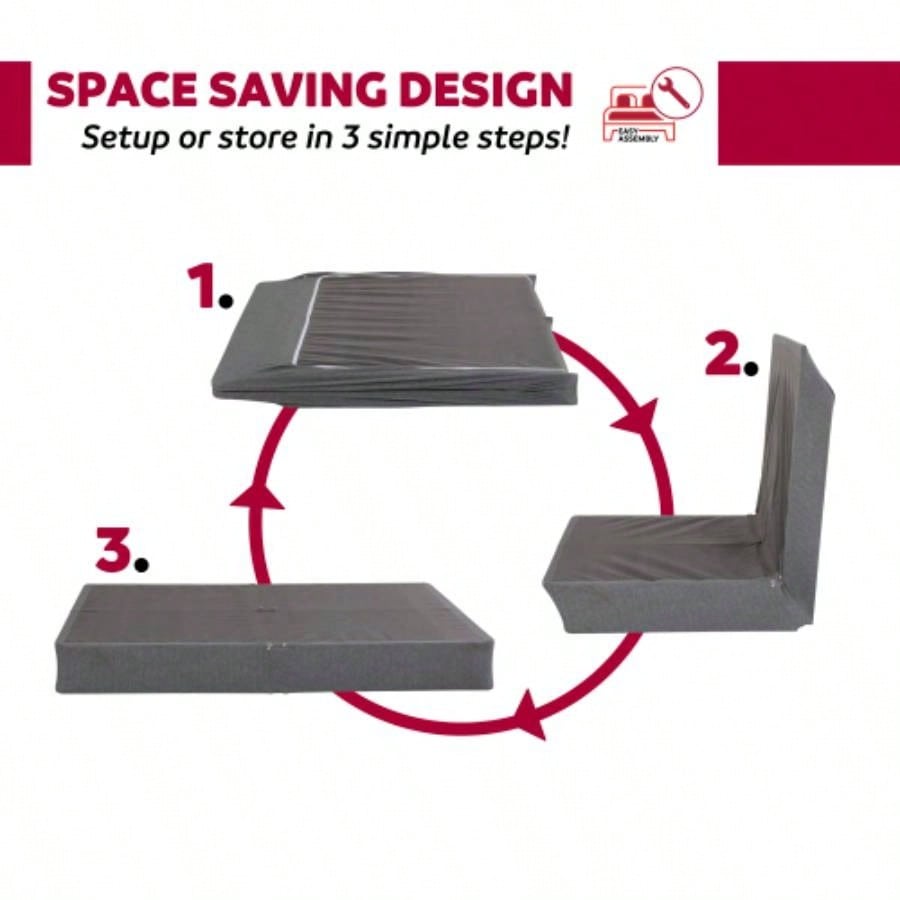 9 in. Twin Folding Mattress Box Spring Foundation Base, Polyester, Metal Frame