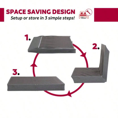 9 in. Twin - XL Size Folding Mattress Box Spring Foundation Bed Base, Polyester, Metal Frame, Gray