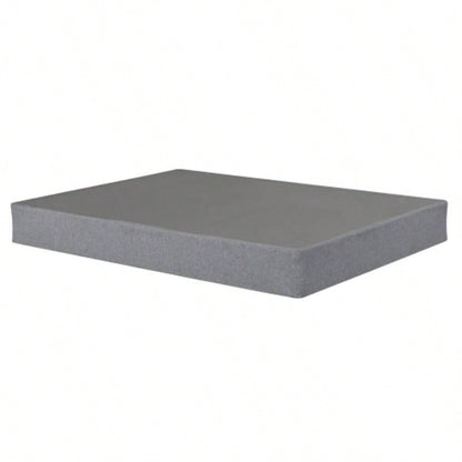 9 in. Twin - XL Size Folding Mattress Box Spring Foundation Bed Base, Polyester, Metal Frame, Gray