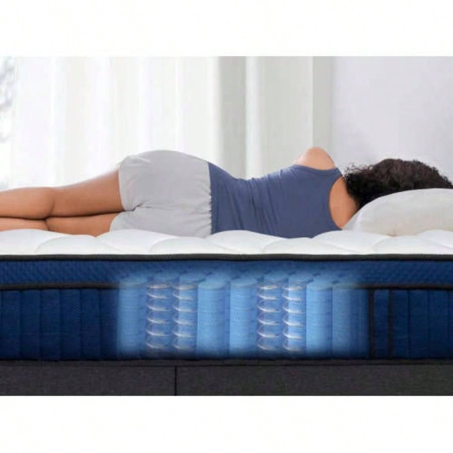 10 Inch King Size Breathable Cool Cover Foam Individual Pocket Spring Hybrid Mattress