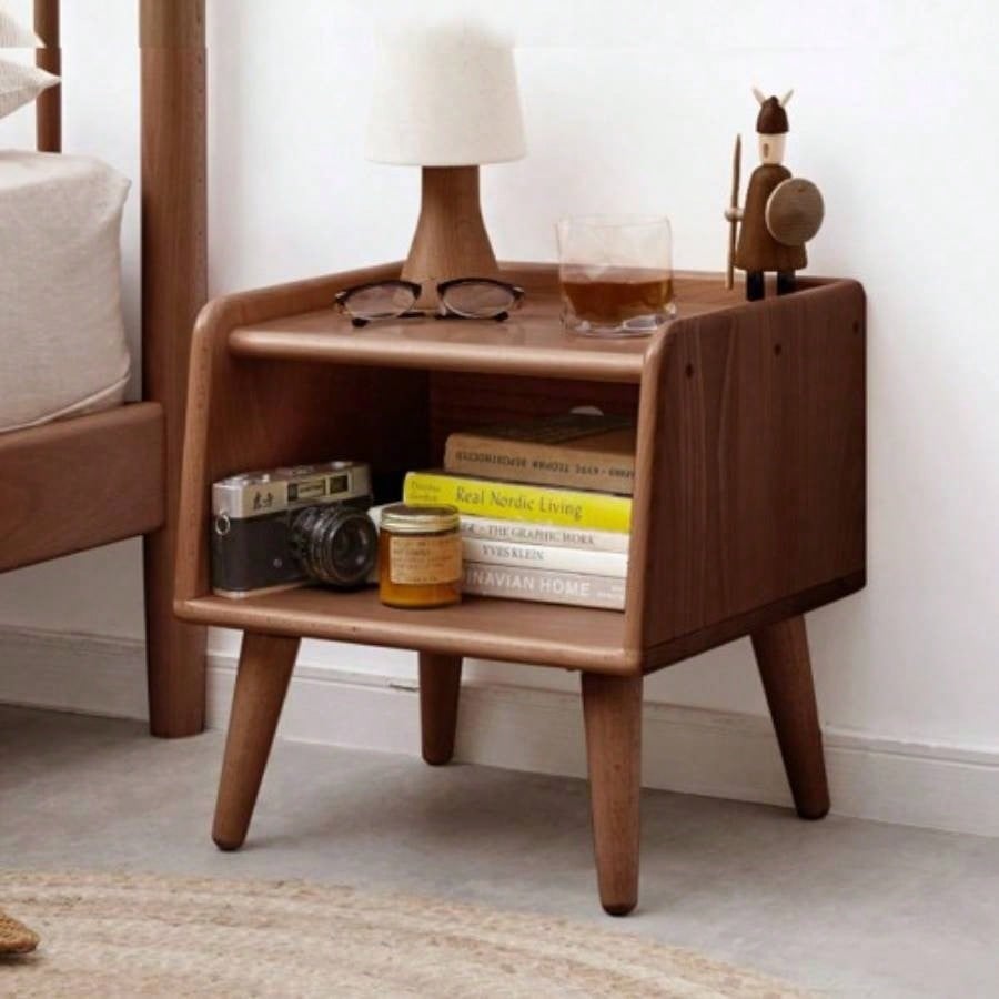 Solid Wood Bedside Cabinet Modern Simple Nightstands European Beech Bedside Cabinet Nordic Bedroom Solid Beech Storage Cabinet 0.4m