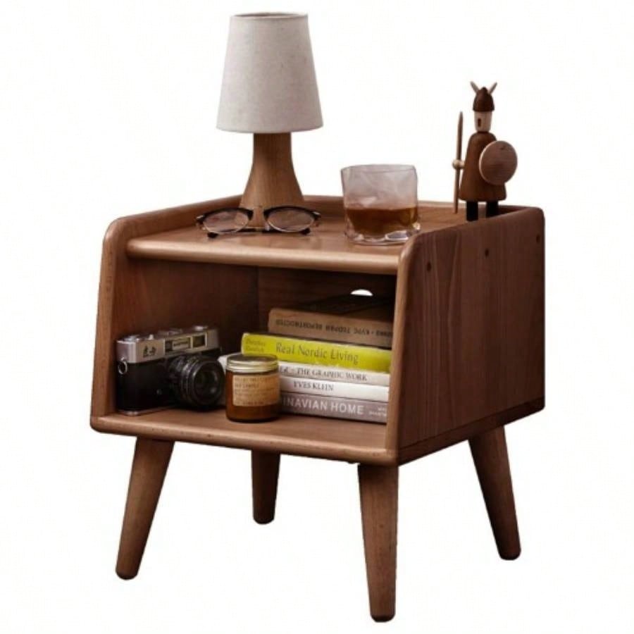 Solid Wood Bedside Cabinet Modern Simple Nightstands European Beech Bedside Cabinet Nordic Bedroom Solid Beech Storage Cabinet 0.4m
