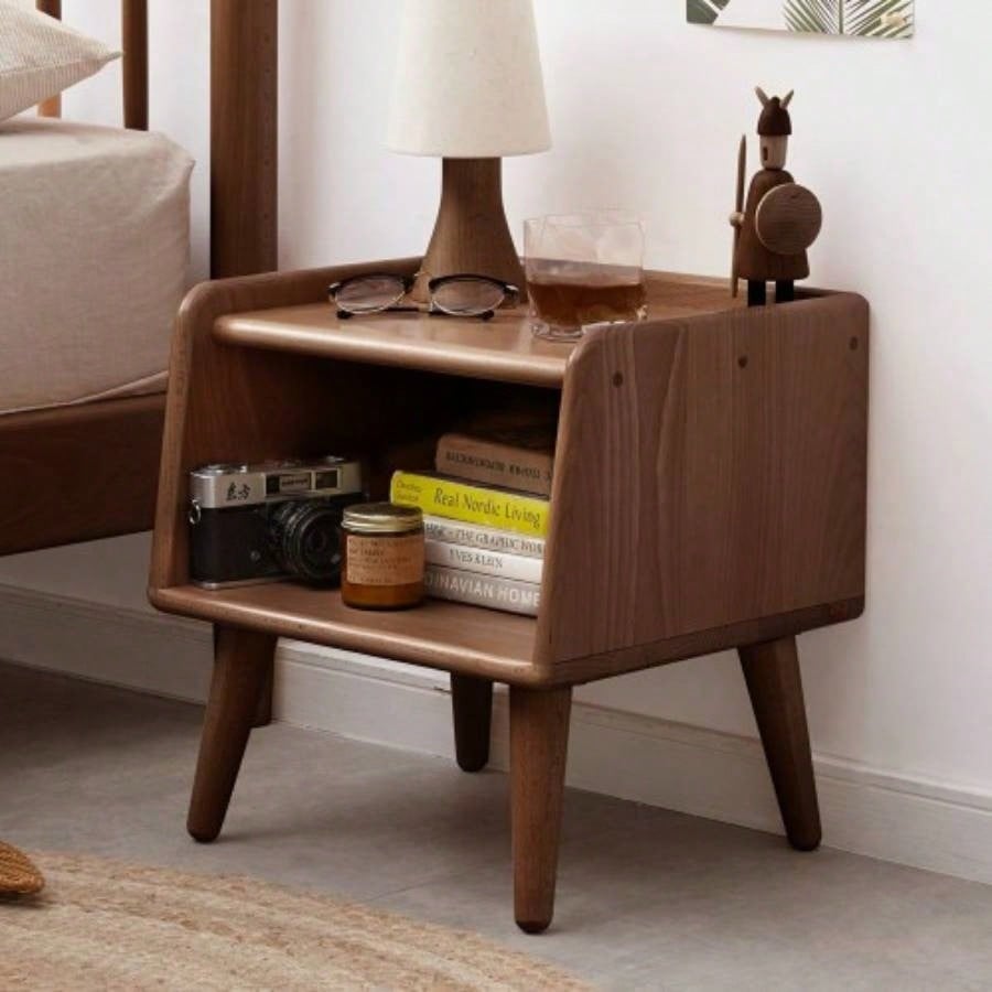 Solid Wood Bedside Cabinet Modern Simple Nightstands European Beech Bedside Cabinet Nordic Bedroom Solid Beech Storage Cabinet 0.4m