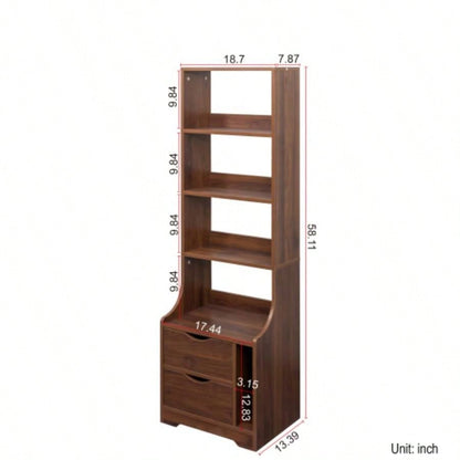 Night Stand with Bookshelf, Night Stand with 2 Storage Drawers Bedroom