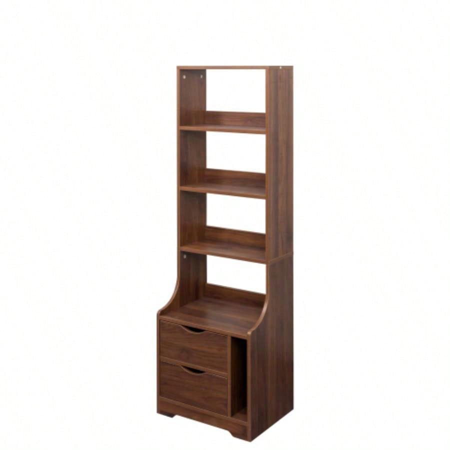 Night Stand with Bookshelf, Night Stand with 2 Storage Drawers Bedroom