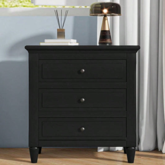 USTYLE 28painted Nightstand with 3 Drawers and Smooth Gliding Rails, Simple Bedside Cabinet with Metal handle, Minimalist Sofa Side Table with rubber Bedroom Sofa Couch Office