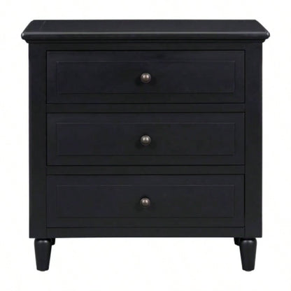 USTYLE 28painted Nightstand with 3 Drawers and Smooth Gliding Rails, Simple Bedside Cabinet with Metal handle, Minimalist Sofa Side Table with rubber Bedroom Sofa Couch Office
