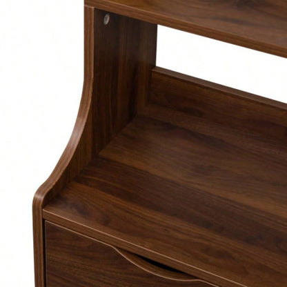 Night Stand with Bookshelf, Night Stand with 2 Storage Drawers Bedroom