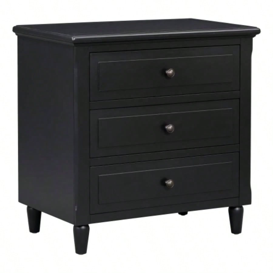 USTYLE 28painted Nightstand with 3 Drawers and Smooth Gliding Rails, Simple Bedside Cabinet with Metal handle, Minimalist Sofa Side Table with rubber Bedroom Sofa Couch Office