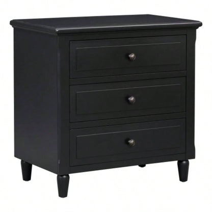 USTYLE 28painted Nightstand with 3 Drawers and Smooth Gliding Rails, Simple Bedside Cabinet with Metal handle, Minimalist Sofa Side Table with rubber Bedroom Sofa Couch Office