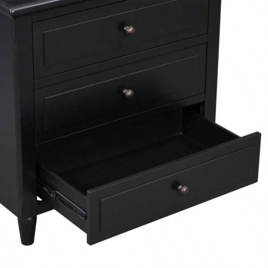 USTYLE 28painted Nightstand with 3 Drawers and Smooth Gliding Rails, Simple Bedside Cabinet with Metal handle, Minimalist Sofa Side Table with rubber Bedroom Sofa Couch Office