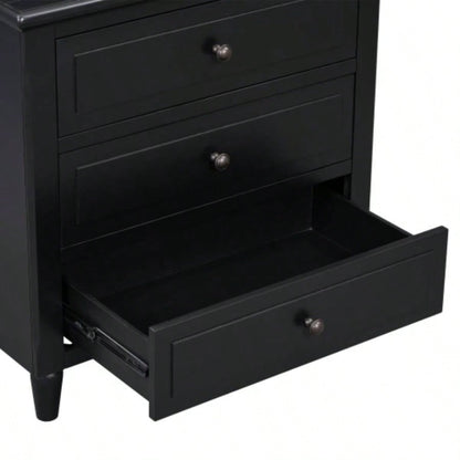 USTYLE 28painted Nightstand with 3 Drawers and Smooth Gliding Rails, Simple Bedside Cabinet with Metal handle, Minimalist Sofa Side Table with rubber Bedroom Sofa Couch Office