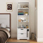 Night Stand with Bookshelf, Night Stand with 2 Storage Drawers Bedroom