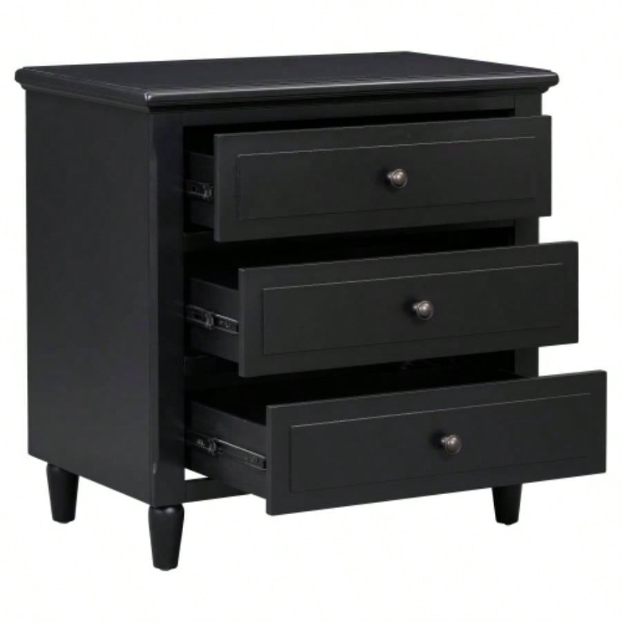 USTYLE 28painted Nightstand with 3 Drawers and Smooth Gliding Rails, Simple Bedside Cabinet with Metal handle, Minimalist Sofa Side Table with rubber Bedroom Sofa Couch Office
