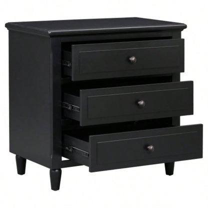 USTYLE 28painted Nightstand with 3 Drawers and Smooth Gliding Rails, Simple Bedside Cabinet with Metal handle, Minimalist Sofa Side Table with rubber Bedroom Sofa Couch Office