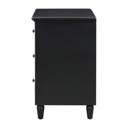 USTYLE 28painted Nightstand with 3 Drawers and Smooth Gliding Rails, Simple Bedside Cabinet with Metal handle, Minimalist Sofa Side Table with rubber Bedroom Sofa Couch Office