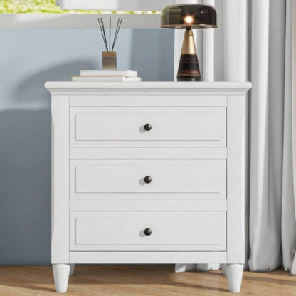 USTYLE 28painted Nightstand with 3 Drawers and Smooth Gliding Rails, Simple Bedside Cabinet with Metal handle, Minimalist Sofa Side Table with rubber Bedroom Sofa Couch Office