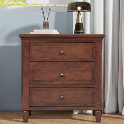 USTYLE 28painted Nightstand with 3 Drawers and Smooth Gliding Rails, Simple Bedside Cabinet with Metal handle, Minimalist Sofa Side Table with rubber Bedroom Sofa Couch Office