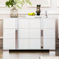 Elegant Nightstand with Metal Handle, Mirrored Bedside Table with 2 Drawers Bedroom, Living Room, White Old SKU: WF319353AAK