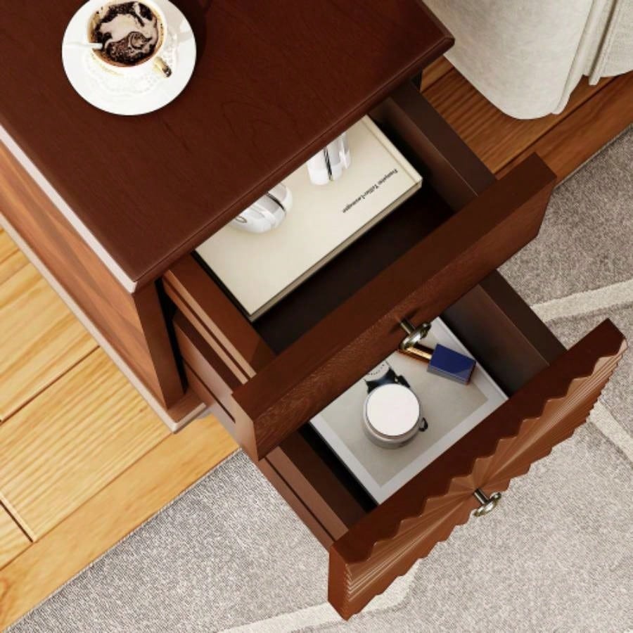 2 Drawer Modern Sofa Side Table, Narrow Side Table, Slim Nightstand Living Room, BedroomExpect Arrival Date 2025/4/16