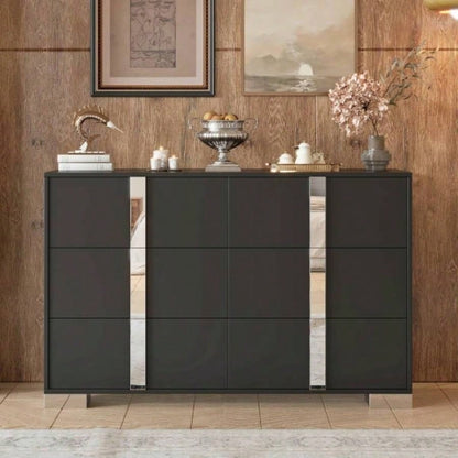Elegant Nightstand with Metal Handle, Mirrored Bedside Table with 2 Drawers Bedroom, Living Room, White Old SKU: WF319353AAK