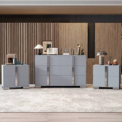 Elegant Nightstand with Metal Handle, Mirrored Bedside Table with 2 Drawers Bedroom, Living Room, White Old SKU: WF319353AAK