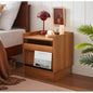 Mid Modern Nightstand with Charging Station and LED lights, Night Stand with 2 Drawers, Bedside Tables/End Table Bedroom or Living Room, Brown