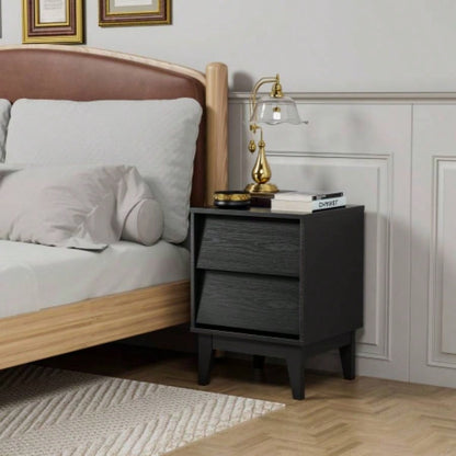 2 Set Nightstands Features Vintage - style and Bevel Design, Made of MDF, Mid Modern Nightstand, Night Stand Bedroom