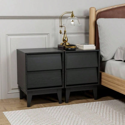 2 Set Nightstands Features Vintage - style and Bevel Design, Made of MDF, Mid Modern Nightstand, Night Stand Bedroom