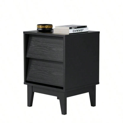 2 Set Nightstands Features Vintage - style and Bevel Design, Made of MDF, Mid Modern Nightstand, Night Stand Bedroom
