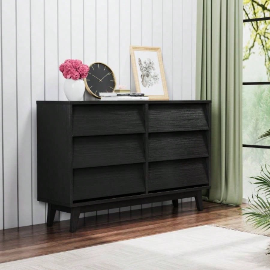 2 Set Nightstands Features Vintage - style and Bevel Design, Made of MDF, Mid Modern Nightstand, Night Stand Bedroom