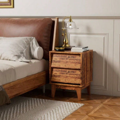 2 Set Nightstands Features Vintage - style and Bevel Design, Made of MDF, Mid Modern Nightstand, Night Stand Bedroom