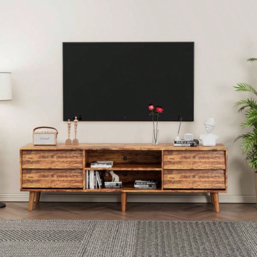 2 Set Nightstands Features Vintage - style and Bevel Design, Made of MDF, Mid Modern Nightstand, Night Stand Bedroom