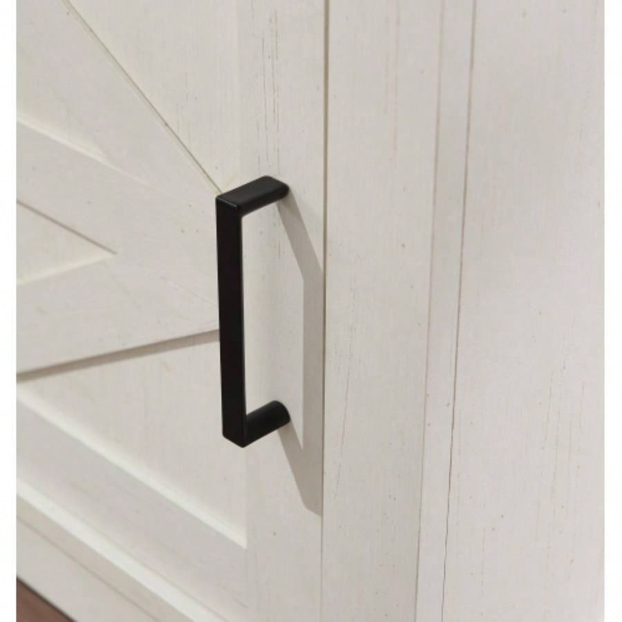 Farmhouse Nightstand, Beside Table with Barn Door, Modern End Side Table with Storage Bedroom, Office