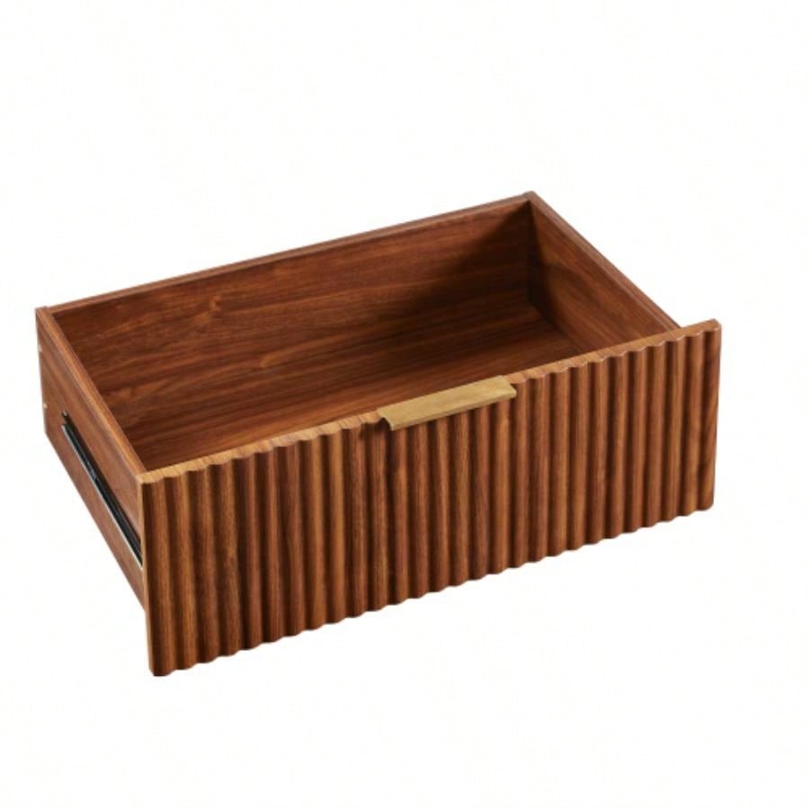3 Drawers Drasser 2PCS, 27.6 Wide Modern Chest of Drawers Curved wave Design, Nightstand, Wood Drawer Organizer Bedroom, Living Room, Hallway, Walnut, 27.6x 15.8Dx 27.4H.