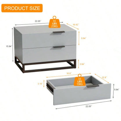 22 white Nightstand with 2 Drawer, Small Dressers Closet, Wood Storage Cabinet Hallway Bedroom Entryway, Sofa Beside Table Drawer Chest