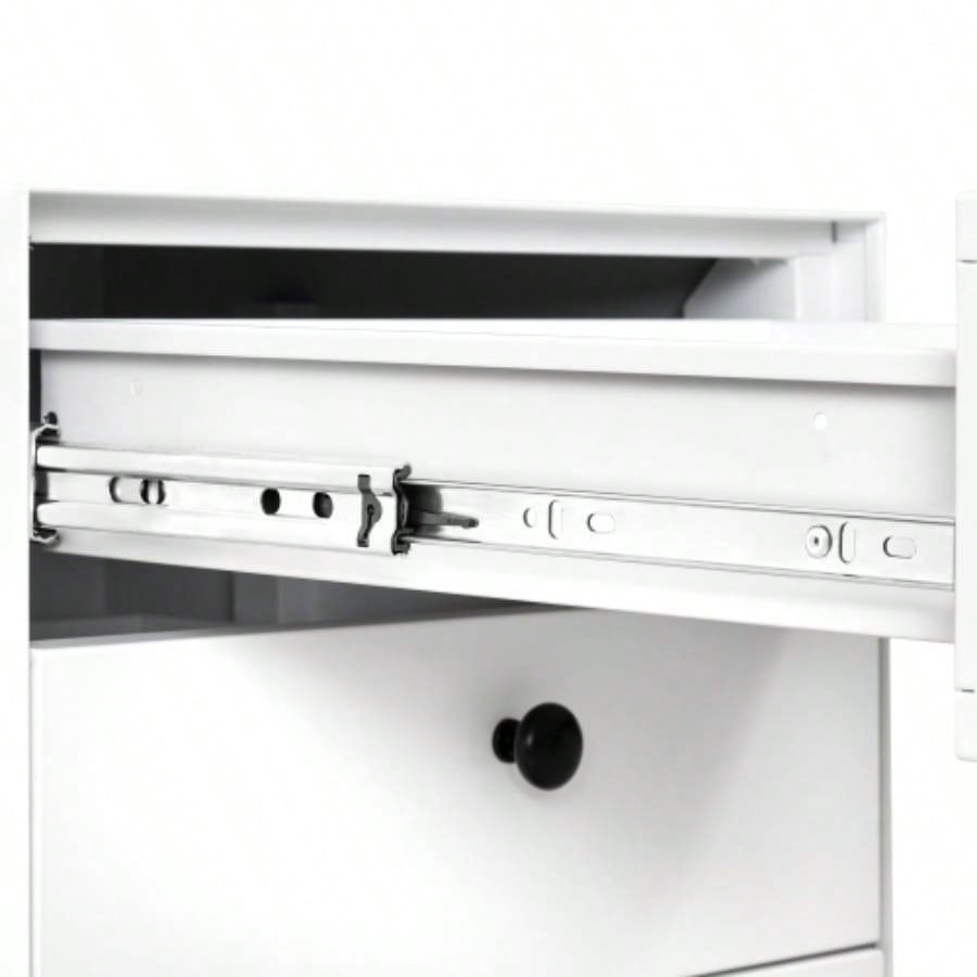 Modern Night Stand Storage Cabinet Living Room Bedroom, Steel Cabinet with 3 Drawers, Bedside Furniture, Circular Handle