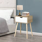 Side Table, Bedside Table with 2 Drawers and Rubber Wood, Mid - Modern Storage Cabinet Bedroom Living Room, Black