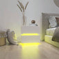 White Color High Glossy 2 Drawers Bedside Table with RGB Led Light Nightstand with Control