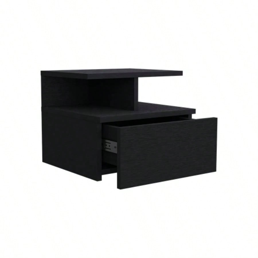 Floating Nightstand Flopini, One Drawer, Black Wengue