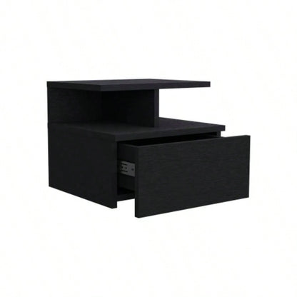 Floating Nightstand Flopini, One Drawer, Black Wengue