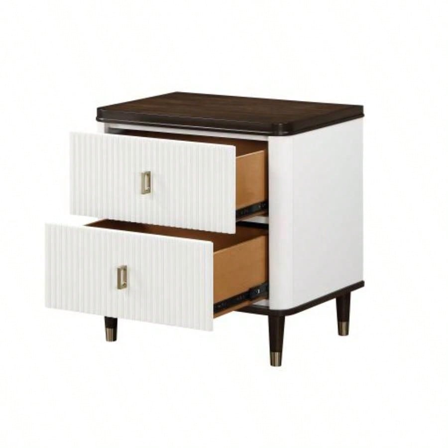 Carena White Walnut Night Stand/USB
