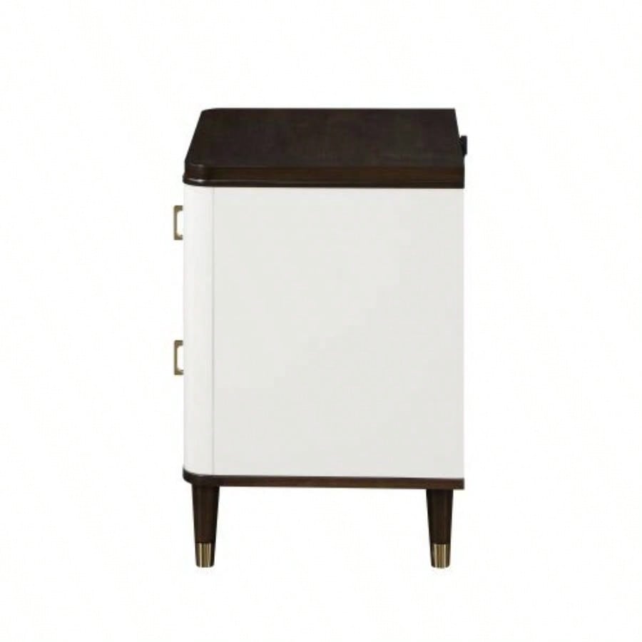 Carena White Walnut Night Stand/USB