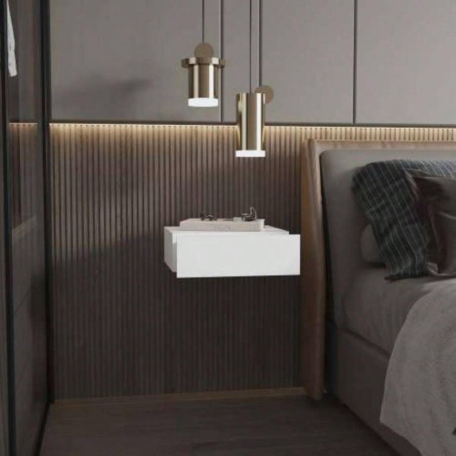White Wall - Mounted Floating Nightstand