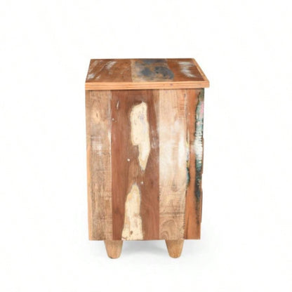 End Table Wood Nightstand, Side Table with 3 Drawers, Vintage Natural Bedside Table Bedroom Living Room